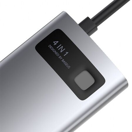 Переходник BASEUS Metal Gleam Series 4-in-1, Разветвитель, Type-C - USB3.0  USB2.0  HDMI  PD, сер - 4