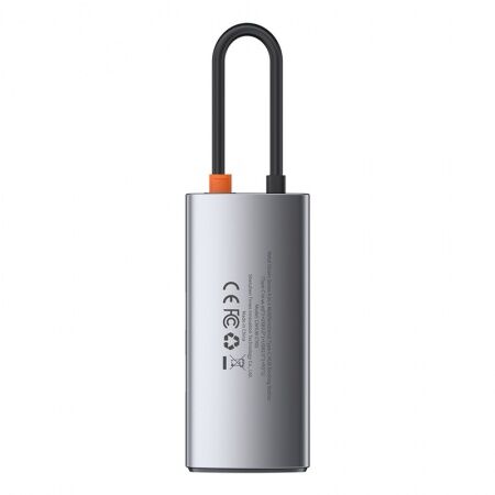Переходник BASEUS Metal Gleam Series 4-in-1, Разветвитель, Type-C - USB3.0  USB2.0  HDMI  PD, сер - 6