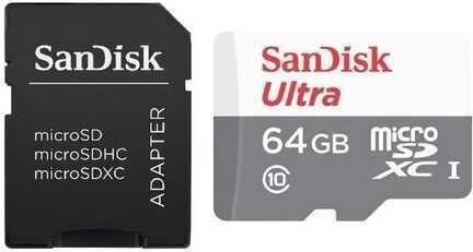 Карта памяти microSD 64GB SanDisk microSDXC Class 10 Ultra (SD адаптер) UHS-I 100MB/s (SDSQUNR-064G-GN3MA) RU - 3