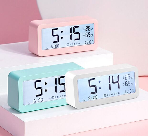 Часы-метеостанция Deli Effective Electronic Alarm Clock 8826 (Pink) - 4