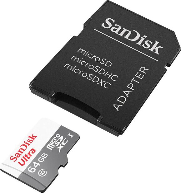 Карта памяти microSD 64GB SanDisk microSDXC Class 10 Ultra (SD адаптер) UHS-I 100MB/s (SDSQUNR-064G-GN3MA) RU - 4