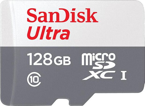 Карта памяти microSD 64GB SanDisk microSDXC Class 10 Ultra (SD адаптер) UHS-I 100MB/s (SDSQUNR-064G-GN3MA) RU - 1