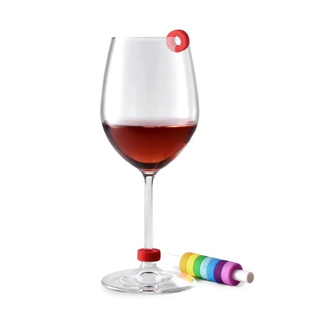 Цветные колечки для бокалов Circle Joy Wine Cup Identification Ring 8шт. - 7