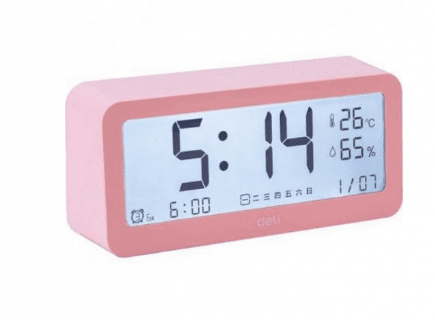 Часы-метеостанция Deli Effective Electronic Alarm Clock 8826 (Pink) - 1