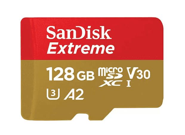 Карта памяти microSD 128GB SanDisk Class 10 UHS-I A2 C10 V30 U4 Extreme (SDSQXA1-128G-GN6MA) RU - 1